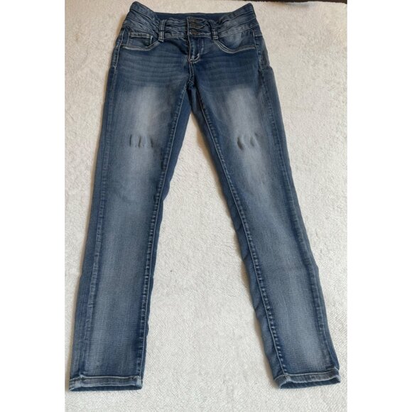 Girls size 16 Denim Mudd Jeans Distressed‎ 3 button Straight leg blue - Picture 1 of 9